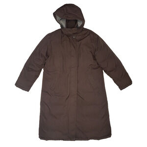 Lands End Jacket Womens Large PETITE 14-16 Goose Down Hooded Parka Coat Pockets